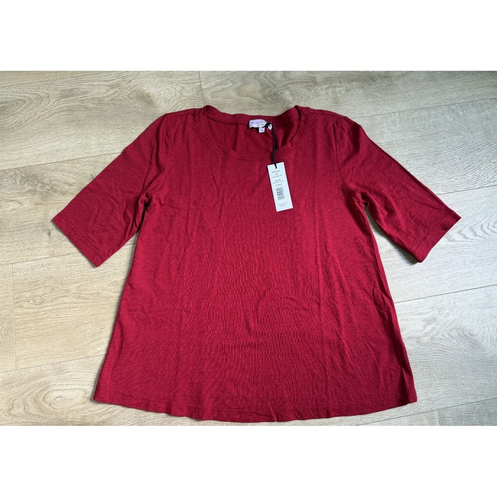 NWT womens Michael Stars Dua swing tee supima cotton slub red heart tshirt sz XS